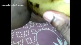 Desi Tamil girl play with banana