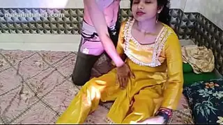 New Indian Wife Hot Sex in Yellow Dress &amp; Maroon Top - Real Couple - Rare Clip