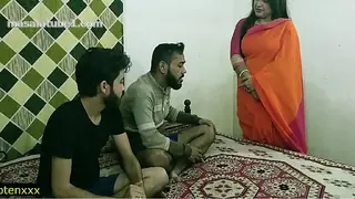 Uncut Indian hot threesome sex! Malkin aunty and two young boy hot sex! clear hindi audio - Hidden Cam Show